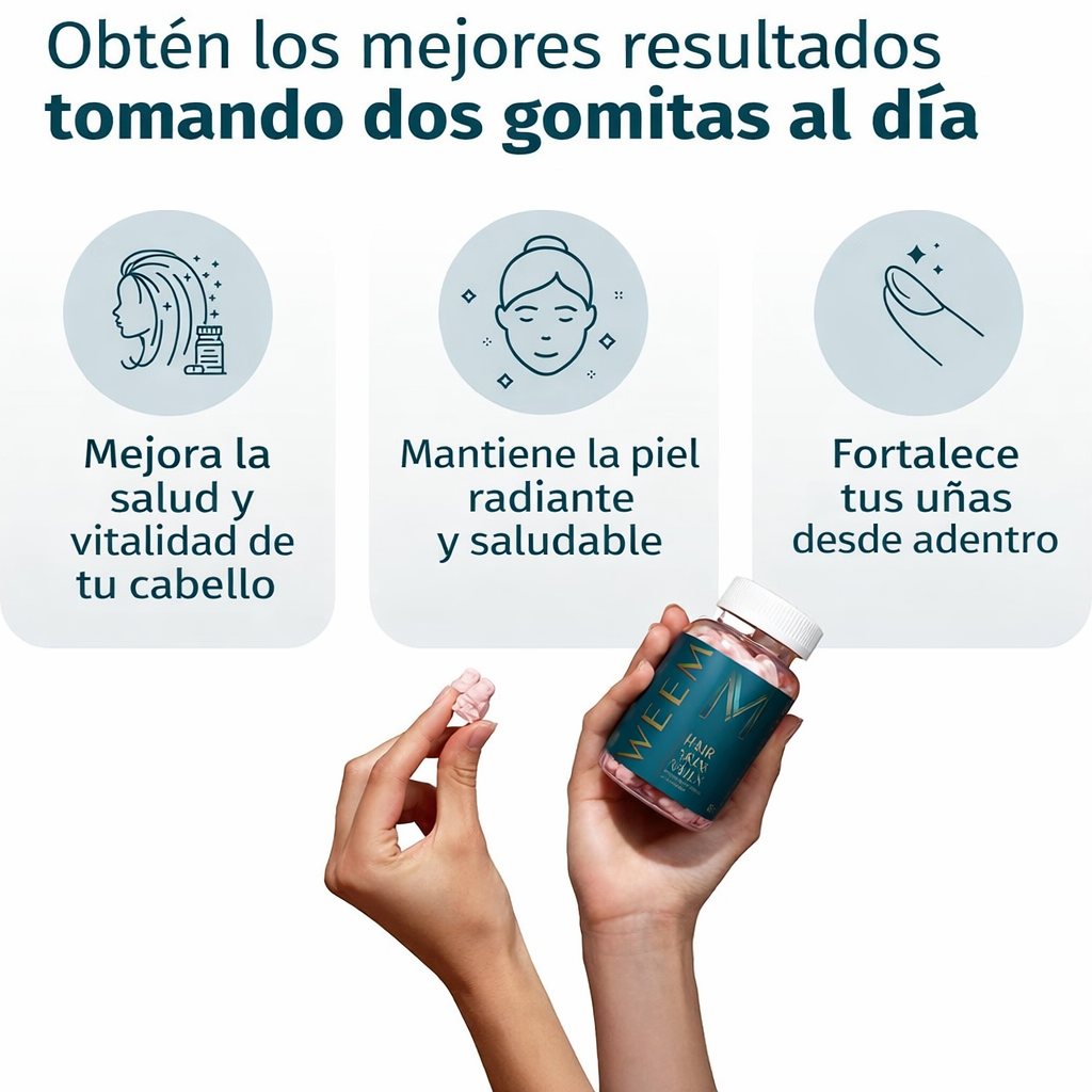 WEEM Gomitas para cabello, piel y uñas.