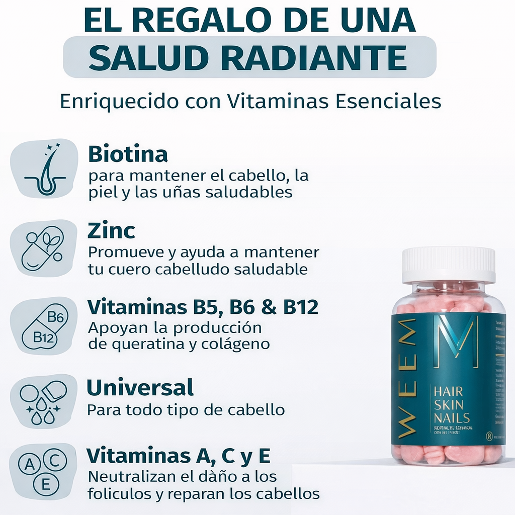 WEEM Gomitas para cabello, piel y uñas.